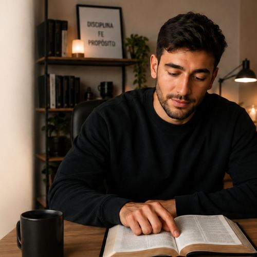 Joven estudiando la Biblia